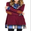 Alaster Queen Women's Long Sleeve Fall Dresses 2025 Plaid Cowl Neck Winter Tunic Dress Cute Purplish Red Sweater Short Dress for Women view 1