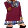 Alaster Queen Women's Long Sleeve Fall Dresses 2025 Plaid Cowl Neck Winter Tunic Dress Cute Purplish Red Sweater Short Dress for Women view 3