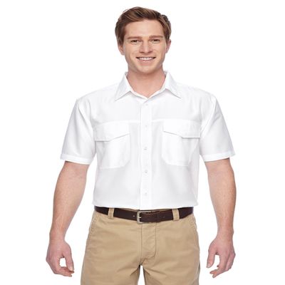 Harriton Men's Key West Short-Sleeve Performance Staff Shirt XS WHITE