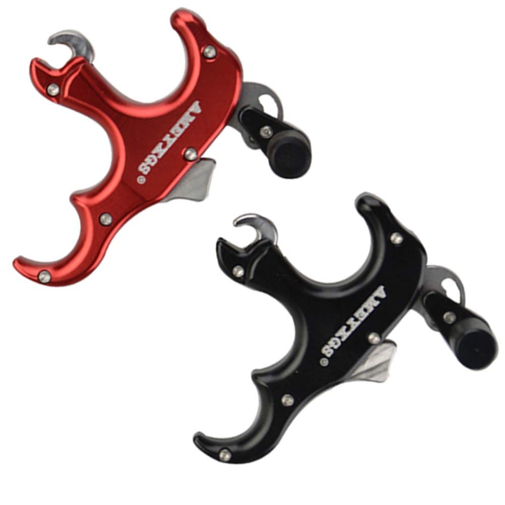 SHARROW Archery Release Aids 3 Fingers Automatic Compound Bow Release Aids Adjustable Gear Compound Bow Accessory (Black)