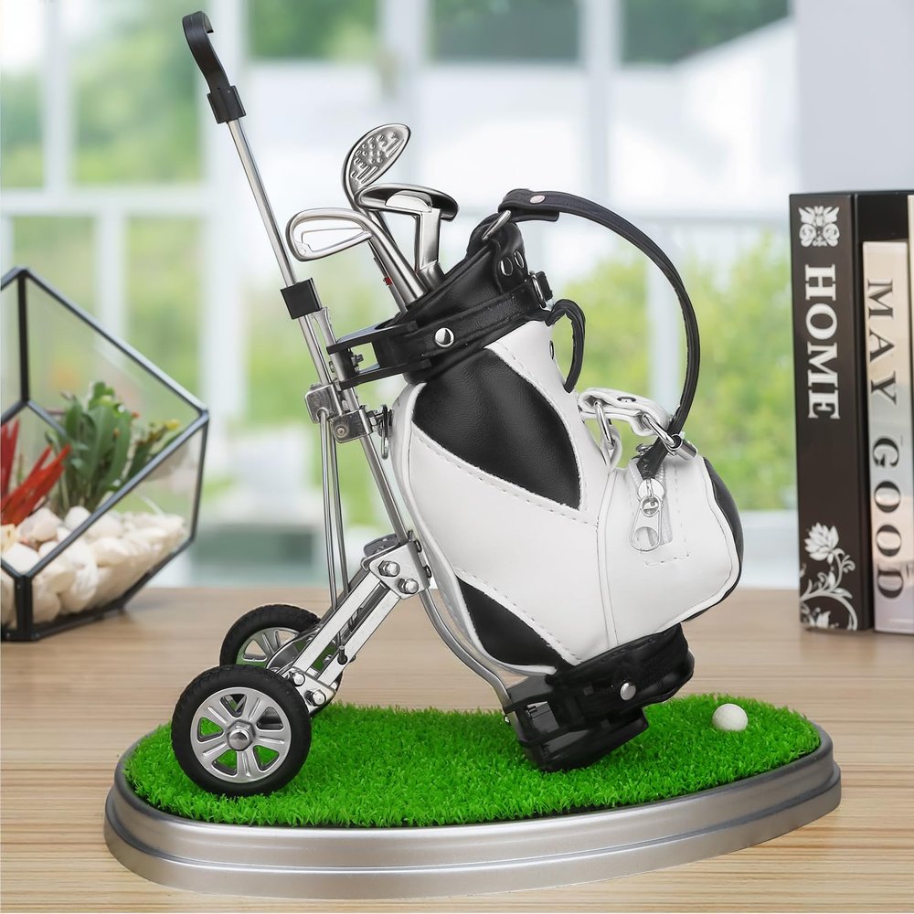 10L0L Golf Pen Holder 3 Club Pens Golf Cart, Mini Office Desk Decor, Funny Gifts for Men, Dad, Boss - Stocking Stuffers for Golfers on Birthday, Christmas, Fathers Day