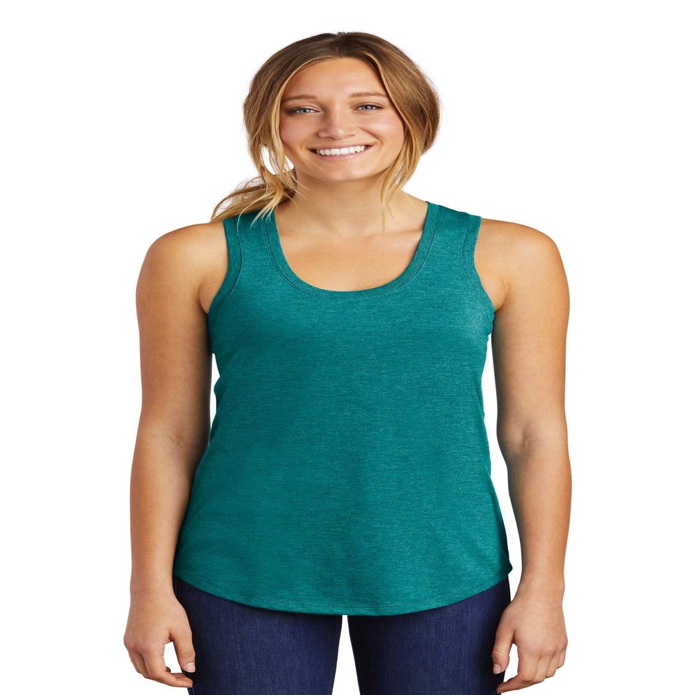 District Women's Perfect Tri Racerback Tank. DM138L XL Heathered Teal