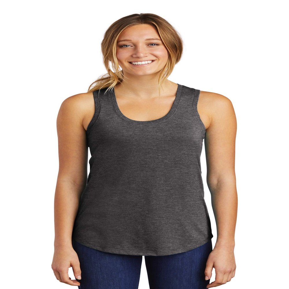 District Women's Perfect Tri Racerback Tank. DM138L XS Heathered Charcoal