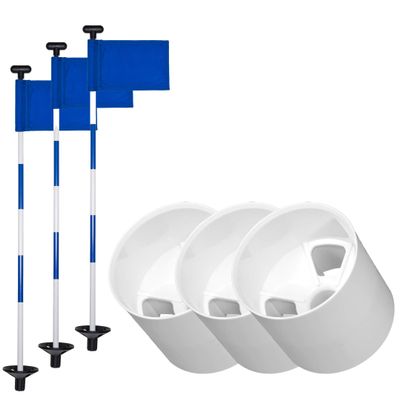 Golf City Products Golf Flag and Cup Set. 3 Premium Quality Mini Putting Green Flags & Poles with 3 Golf Cups & 3 Flagsticks