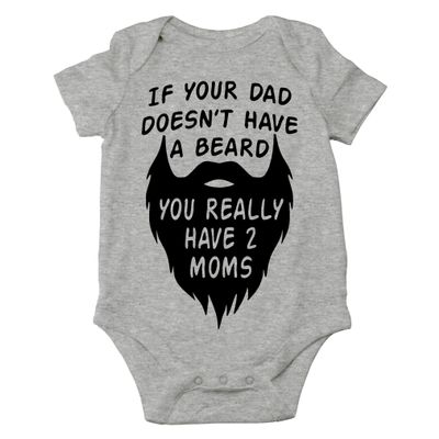 AW Fashions If your Dad Doesn't Have a Beard You Have 2 Moms Bodysuit Funny Baby Girl or Boy Outfit Romper (12 Months, Sports Grey)