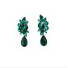 Faship Statement Green Premium Rhinestone Crystal Dangling Floral Clip On Earrings - Green view 1