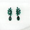 Faship Statement Green Premium Rhinestone Crystal Dangling Floral Clip On Earrings - Green view 2