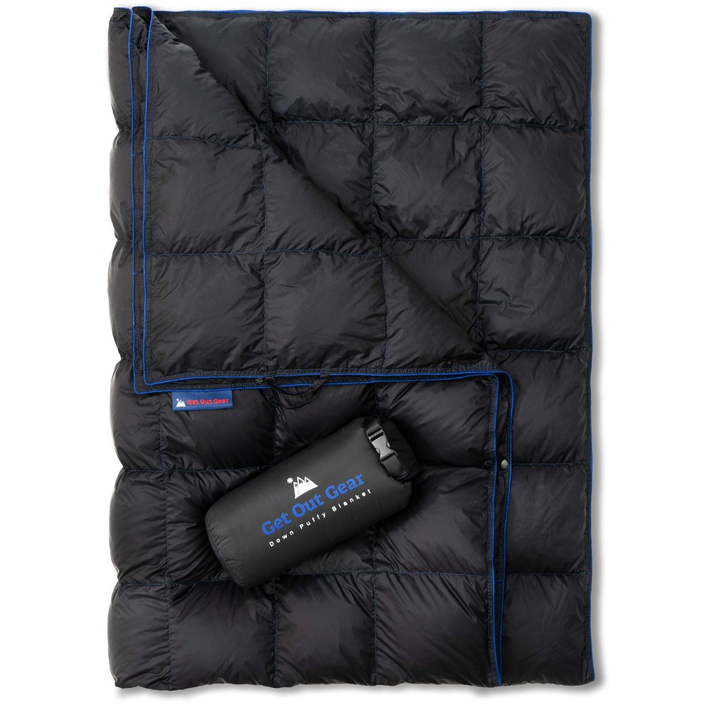 Get Out Gear Down Camping Blanket - Outdoor Lightweight Packable 650 Fill Power Down Blanket Compact Waterproof and Warm Backpacking Quilt for Camping Hiking Travel Hammock