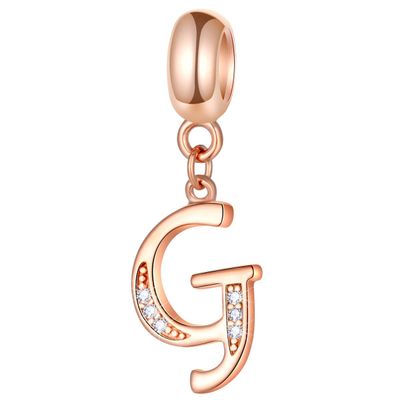 Letter G Charms Initial A-Z Alphabet Word Beads 925 Sterling Silver Letra Dangle, fits Pandora Style Bracelets, for Valentine's Day/Halloween Gifts