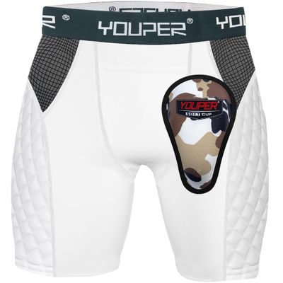 Youper Youth Elite Padded Baseball Sliding Shorts w/Soft Cup (X-Small) White