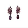Faship Statement Purple Premium Rhinestone Crystal Dangling Floral Clip On Earrings - Purple view 1