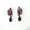 Faship Statement Purple Premium Rhinestone Crystal Dangling Floral Clip On Earrings - Purple view 2