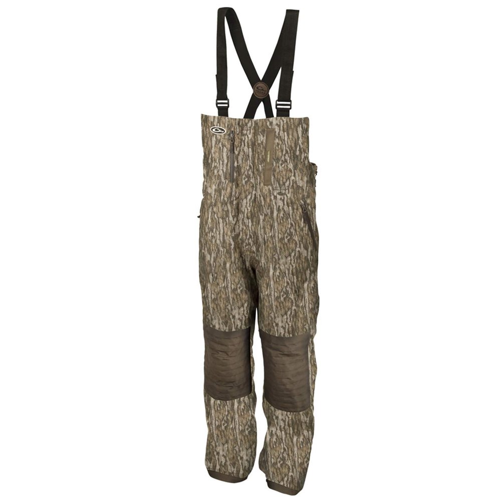Drake Waterfowl Men's Hunting Waterproof Breathable Shell Weight Guardian Elite Bibs, Mossy Oak Bottomland, Small