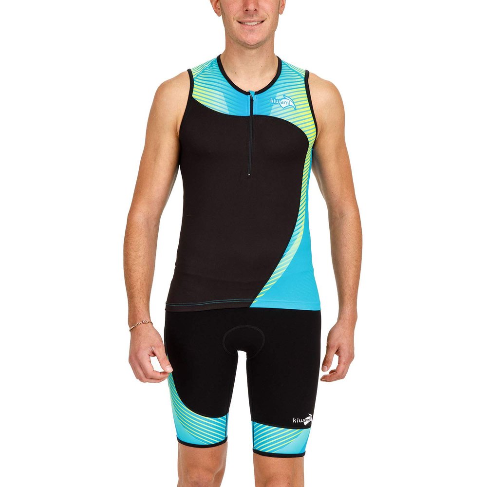 Kiwami Men's Tokyo Tri Top - Black, Black, Lime (Black, Blue, Lime, Medium)