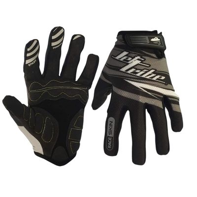 Jettribe Race Skin PWC Recreation Gloves - Silicone Throttle Grip for Non-Slip Handling and Durable Woven Lycra Men Women Youth - 4-Way Stretch with Quick Drying - Grey (Medium)