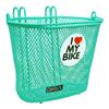 BIRIA Basket with Hooks, Front, Removable, Children Wire mesh Small Kids Bicycle Basket, I Love My Bike, New, Green view 1