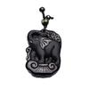 Crystal black Obsidian elephant necklace Amulet pendant with bead chain for wen or women (elephant) view 2
