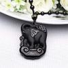 Crystal black Obsidian elephant necklace Amulet pendant with bead chain for wen or women (elephant) view 4