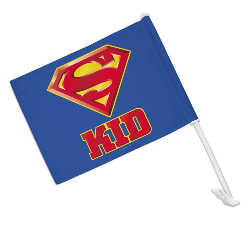 GRAPHICS & MORE Superman Super Kid Shield Logo Car Truck Flag with Window Clip On Pole Holder