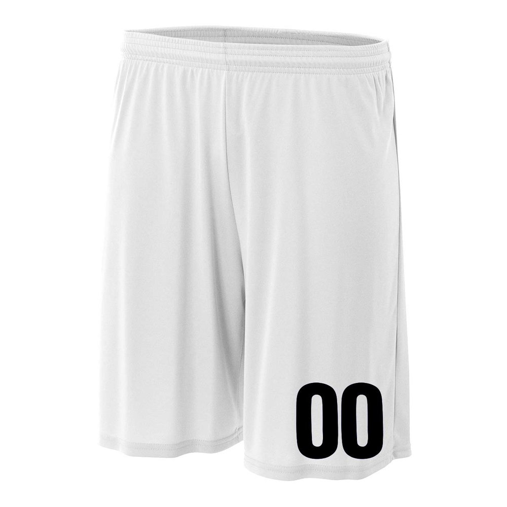 Add-On Performance Soccer Shorts with Free Numbers Youth Small in White