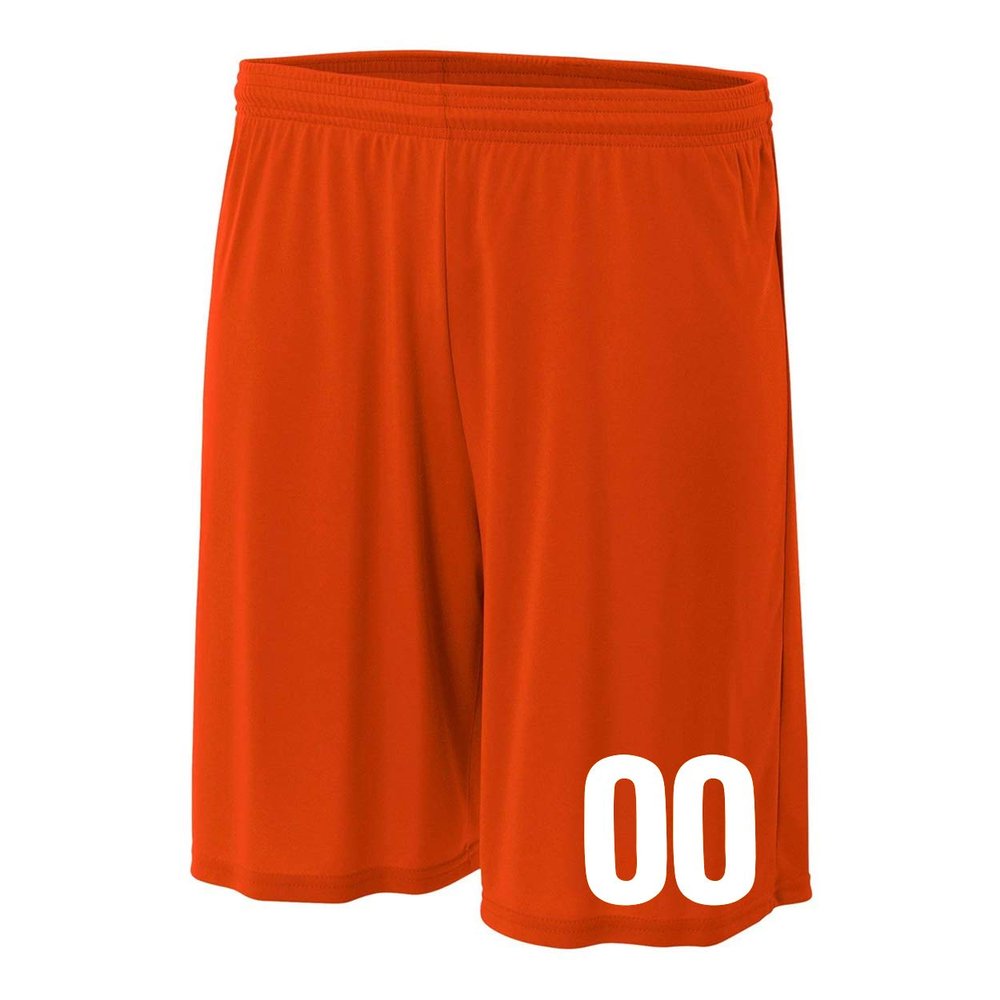 Add-On Performance Soccer Shorts with Free Numbers Youth Medium in Orange