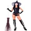 Blulu 2 Pairs Halloween Skeleton Gloves Stockings Set Skeleton Knee Thigh High Stocks and Full Finger Bones Long Arm Gloves view 2