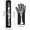 Blulu 2 Pairs Halloween Skeleton Gloves Stockings Set Skeleton Knee Thigh High Stocks and Full Finger Bones Long Arm Gloves view 3