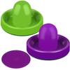ONE250 Air Hockey Pushers and Purple Air Hockey Pucks, Goal Handles Paddles Replacement Accessories for Game Tables (4 Striker, 4 Puck Pack) (Purple & Green) view 3