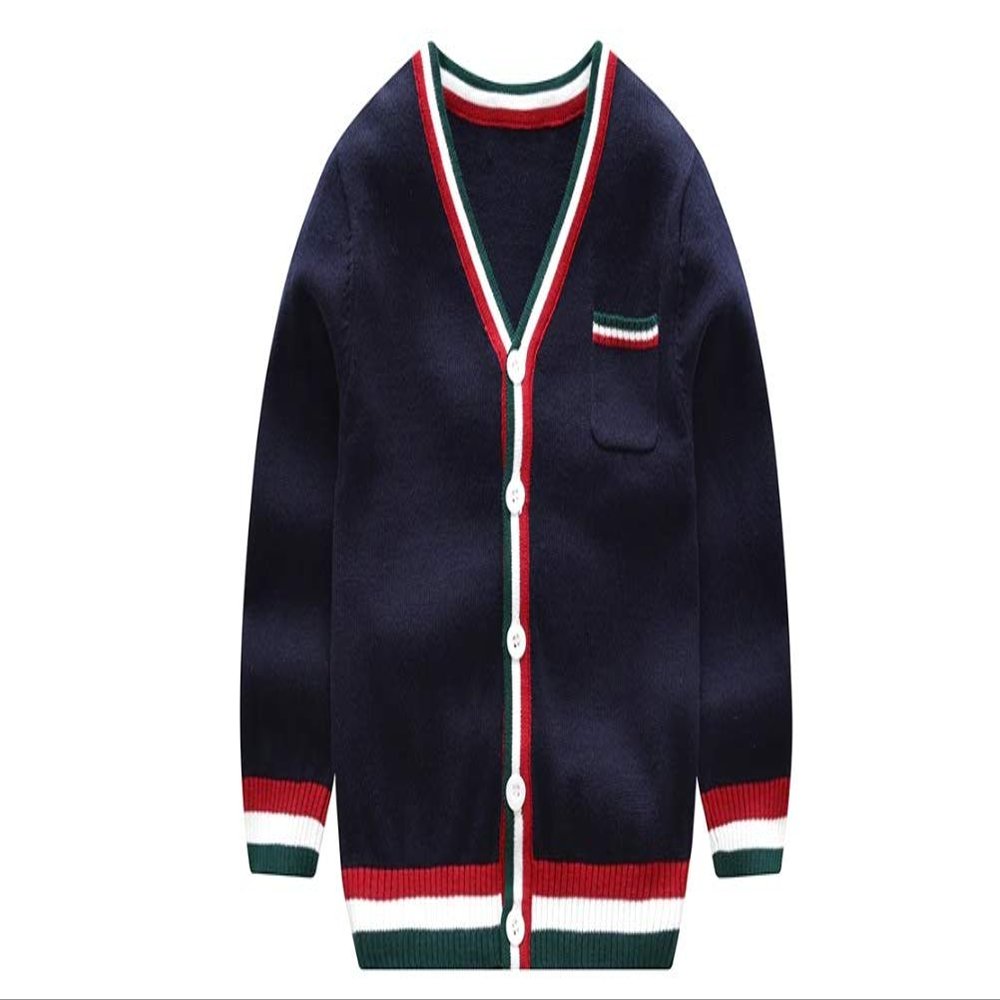 Winter Coat for Baby Girl Single Breasted Striped V-Neck Kids Winter Coat for Baby Boy (4T) Blue