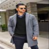 COOFANDY Men's Shawl Collar Sweaters V-Neck Relaxed Fit Cable Pullovers Black view 4