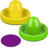 Air Hockey Pushers and Purple Air Hockey Pucks, Goal Handles Paddles Replacement Accessories for Game Tables (4 Striker, 4 Puck Pack) (Yellow & Green) view 3