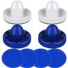 ONE250 Air Hockey Pushers and Blue Air Hockey Pucks, Goal Handles Paddles Replacement Accessories for Game Tables (4 Striker, 4 Puck Pack) (White & Blue) view 1