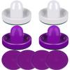 ONE250 Air Hockey Pushers and Purple Air Hockey Pucks, Goal Handles Paddles Replacement Accessories for Game Tables (4 Striker, 4 Puck Pack) (Purple & White) view 1