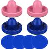 ONE250 Air Hockey Pushers and Blue Air Hockey Pucks, Goal Handles Paddles Replacement Accessories for Game Tables (4 Striker, 4 Puck Pack) (Pink & Blue) view 1