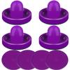ONE250 Air Hockey Pushers and Purple Air Hockey Pucks, Goal Handles Paddles Replacement Accessories for Game Tables (4 Striker, 4 Puck Pack) (Purple) view 1