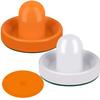 ONE250 Air Hockey Pushers and Orange Air Hockey Pucks, Goal Handles Paddles Replacement Accessories for Game Tables (4 Striker, 4 Puck Pack) (White & Orange) view 3