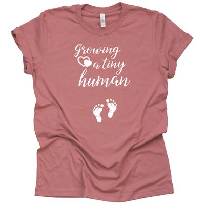 AMAZING RETRO Growing a Tiny Human Shirt, Pregnant Pregnancy Baby Announcement Shirt (Mauve, Medium)