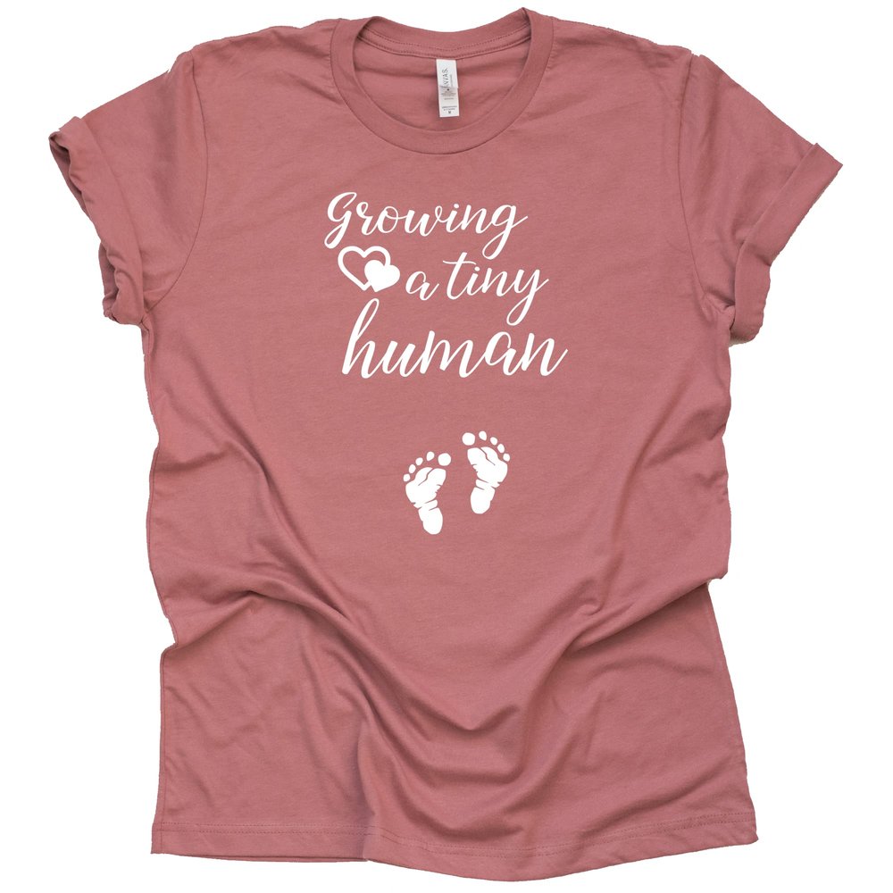 AMAZING RETRO Growing a Tiny Human Shirt, Pregnant Pregnancy Baby Announcement Shirt (Mauve, Medium)