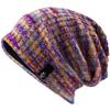 VECRY Womens Knit Slouchy Beanie Ribbed Baggy Skull Cap Turban Winter Summer Beret Hat (Purple/Yellow/White) view 4