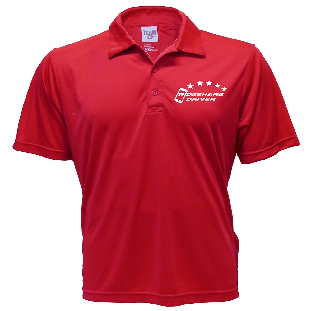 5-Star Rideshare Driver Performance Polo, Reflective Design, Moisture Wicking, Uber, Lyft, red Shirt