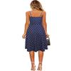 Berydress Women's Casual Beach Summer Dresses Solid Cotton Flattering A-Line Spaghetti Strap Button Down Midi Sundress (S, 6046-Navy Dot) view 2