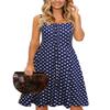 Berydress Women's Casual Beach Summer Dresses Solid Cotton Flattering A-Line Spaghetti Strap Button Down Midi Sundress (S, 6046-Navy Dot) view 3