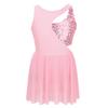 Freebily Girls Sequin Lyrical Ballet Latin Dance Dress Sleeveless Figure Ice Skating Dress Gymnastics Leotard Skirt Costume (Pink, 6) view 1