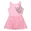 Freebily Girls Sequin Lyrical Ballet Latin Dance Dress Sleeveless Figure Ice Skating Dress Gymnastics Leotard Skirt Costume (Pink, 6) view 3