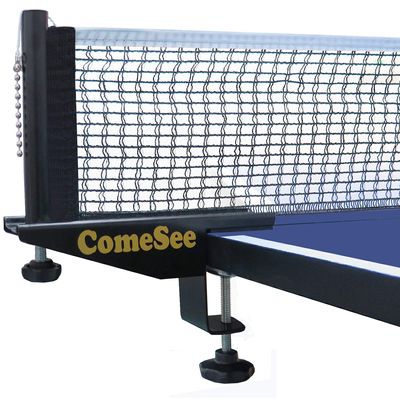 Comesee Professional Table Tennis Ping Pong Net Post Set Strength Screw Clamp with Net Clip Insert, 1.5 Inch Width Grip Holder, Tension and Height Adjustable Easy Set Up (Black)
