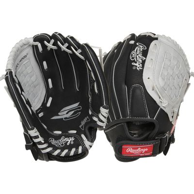 Rawlings | SURE CATCH T-Ball & Youth Baseball Glove | Right Hand Throw | 10.5" | Black/Grey