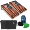 Tailgating Pros Rustic American Flag Cornhole Boards w/Bean Bags - 4'x2' Distressed Flag Cornhole Game w/Carrying Case & Corn Hole Bags view 1
