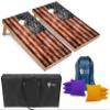 Tailgating Pros Rustic American Flag Cornhole Boards w/Bean Bags - 4'x2' Distressed Flag Cornhole Game w/Carrying Case & Corn Hole Bags view 1