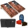 Tailgating Pros Rustic American Flag Cornhole Boards w/Bean Bags - 4'x2' Distressed Flag Cornhole Game w/Carrying Case & Corn Hole Bags view 1