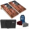 Tailgating Pros Rustic American Flag Cornhole Boards w/Bean Bags - 4'x2' Distressed Flag Cornhole Game w/Carrying Case & Corn Hole Bags view 1